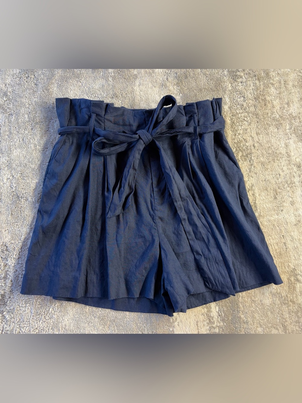 Antonio Melani Navy Blue Paperbag Tie Waist Shorts Women’s Size 10